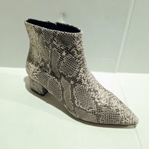 Corso Como Freen Leather Ankle Boots-Size 7-Snakeskin-Block Heel-Pointed Toe